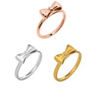KUTCEK 3PCS Bow Knot Anelli in Acciaio Inox Moda Elegante Band Set per le Donne Delicato Femminile Gioielli Regalo, 5, Acciaio al titanio