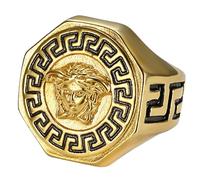 KUTCEK Anello con mitologia greca, da uomo, in acciaio al titanio, stile hip hop, punk, idea regalo per lui, stile vintage, 13, Acciaio inossidabile