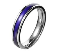 KUTCEK Anello da donna in acciaio inox che cambia colore con la temperatura, stile hip hop, regalo intelligente per lei, 12, Acciaio al titanio