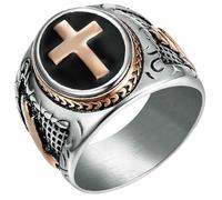 KUTCEK Anello da uomo con mano di Dio, in acciaio al titanio, resina nera, gioiello gotico, regalo per lui, anello a croce, stile punk, 8, Acciaio inossidabile
