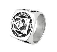 KUTCEK Anello da uomo in acciaio al titanio, quadrato, massonico, gotico, massonico, vintage, punk, regalo per uomo, 13, Acciaio al titanio