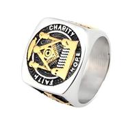 KUTCEK Anello da uomo in acciaio al titanio, quadrato, massonico, gotico, massonico, vintage, punk, regalo per uomo, 7, Acciaio al titanio