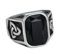 KUTCEK Anello da uomo in acciaio al titanio, stile vichingo, streetwear, gioiello regalo per lui, audace anello con cristallo rosso, stile urbano hip hop, 13, Acciaio inossidabile