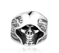 KUTCEK Anello gotico in acciaio inox con teschio da uomo, gioiello punk rock nero, accessorio alla moda alternativa vintage, 11, Acciaio al titanio