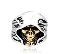 KUTCEK Anello gotico in acciaio inox con teschio da uomo, gioiello punk rock nero, accessorio alla moda alternativa vintage, 9, Acciaio al titanio