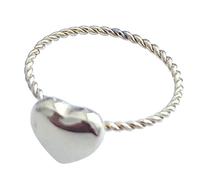 KUTCEK Anello intrecciato a forma di cuore, in acciaio inox, minimalista, con simbolo dell'amore, idea regalo per donne, 6, Acciaio al titanio