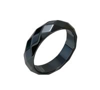 KUTCEK Anello magnetico in acciaio al titanio con pietra nera geometrica a forma di diamante, unisex, regalo per donne e uomini, 9, Acciaio al titanio