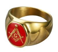 KUTCEK Anello massonico da uomo, in acciaio al titanio, resina blu, gioiello hip hop, regalo per lui, stile vintage, accessorio alla moda, 11, Acciaio inossidabile