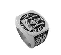 KUTCEK Anello massonico in acciaio al titanio, da uomo, con simbolo massonico, ipoallergenico, gotico, punk, gioiello regalo, 9