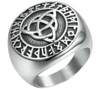 KUTCEK Anello vichingo da uomo celtico in acciaio inossidabile, gioiello mitologia norrena, regalo per lui, fascia medievale guerrieri nordici, simbolo nordico, 11, Acciaio inossidabile