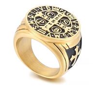 KUTCEK Anello vintage con rune vichinghe, in acciaio al titanio nero, stile medievale, unico, con simbolo della croce norrena, gioiello regalo per uomo, 7, Acciaio al titanio