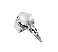 KUTCEK Anello vintage punk in acciaio al titanio con corvo e teschio, accessorio alla moda retrò in acciaio inox, gioiello gotico regalo, 7