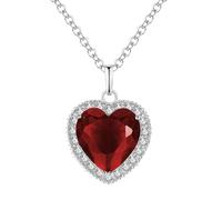 KUTCEK Collana con ciondolo a forma di cuore in zirconia cubica rossa e blu, stile vintage, romantica, delicata, classica storia d'amore, regalo per donne, Acciaio inossidabile