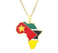KUTCEK Collana in acciaio inox con ciondolo a forma di mappa africana con finitura smaltata della Costa d'Avorio Ruanda Egitto Uganda, unisex, idea regalo, Acciaio inossidabile