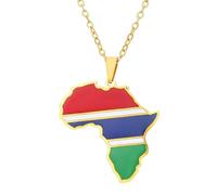 KUTCEK Collana in acciaio inox con ciondolo a forma di mappa africana con finitura smaltata della Costa d'Avorio Ruanda Egitto Uganda, unisex, idea regalo, Acciaio inossidabile