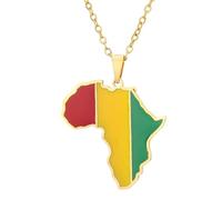 KUTCEK Collana in acciaio inox con ciondolo a forma di mappa africana con finitura smaltata della Costa d'Avorio Ruanda Egitto Uganda, unisex, idea regalo, Acciaio inossidabile