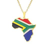 KUTCEK Collana in acciaio inox con ciondolo a forma di mappa africana con finitura smaltata della Costa d'Avorio Ruanda Egitto Uganda, unisex, idea regalo, Acciaio inossidabile