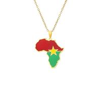 KUTCEK Collana in acciaio inox con ciondolo a forma di mappa africana con finitura smaltata della Costa d'Avorio Ruanda Egitto Uganda, unisex, idea regalo, Acciaio inossidabile