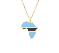 KUTCEK Collana in acciaio inox con ciondolo a forma di mappa africana con finitura smaltata della Costa d'Avorio Ruanda Egitto Uganda, unisex, idea regalo, Acciaio inossidabile