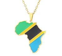 KUTCEK Collana in acciaio inox con ciondolo a forma di mappa africana con finitura smaltata della Costa d'Avorio Ruanda Egitto Uganda, unisex, idea regalo, Acciaio inossidabile