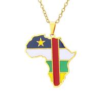 KUTCEK Collana in acciaio inox con ciondolo a forma di mappa africana con finitura smaltata della Costa d'Avorio Ruanda Egitto Uganda, unisex, idea regalo, Acciaio inossidabile