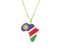 KUTCEK Collana in acciaio inox con ciondolo a forma di mappa africana con finitura smaltata della Costa d'Avorio Ruanda Egitto Uganda, unisex, idea regalo, Acciaio inossidabile