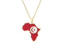 KUTCEK Collana in acciaio inox con ciondolo a forma di mappa africana con finitura smaltata della Costa d'Avorio Ruanda Egitto Uganda, unisex, idea regalo, Acciaio inossidabile