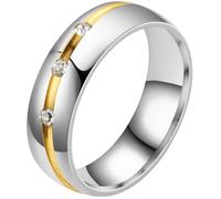 KUTCEK Coppia di anelli con zirconi, stile moderno, in acciaio inox, con anelli coordinati, design ad incastro, set regalo per matrimonio, Men's Size 12, Acciaio inossidabile