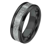 KUTCEK Rime Ice Anello da uomo in acciaio inox industriale testurizzato fascia con intarsio in resina moderna dichiarazione gioielli regalo per lui, 9, Acciaio al titanio