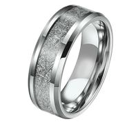 KUTCEK Rime Ice Anello da uomo in acciaio inox industriale testurizzato fascia con intarsio in resina moderna dichiarazione gioielli regalo per lui, 6, Acciaio al titanio