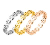 KUTCEK Set di 3 anelli a forma di moneta, in acciaio inox, stile vintage, bohémien, simbolo della ricchezza, minimalista, impilabili, idea, 10, Acciaio al titanio