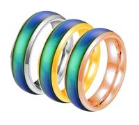 KUTCEK Set di 3 anelli in acciaio al titanio da 6 mm che cambiano colore, termici, sensibili all'umore, ideali come regalo per donne e uomini, 8, Acciaio al titanio