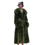 Kuteng Cappotti Invernali da Donna con Collo in Pelliccia, Cappotto in Pelliccia Sintetica da Donna Cappotto Lungo Capispalla Caldo, Capispalla Larghi e Casual da Donna,Verde,XL