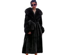 Kuteng Cappotti Invernali da Donna con Collo in Pelliccia, Cappotto in Pelliccia Sintetica da Donna Cappotto Lungo Capispalla Caldo, Capispalla Larghi e Casual da Donna,Nero,5XL