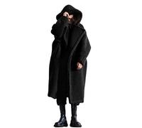 Kuteng Cappotto Invernale da Donna Caldo e soffice con Cappuccio in Pelliccia Sintetica Allentato Parka Lungo in Morbida Pelliccia,Nero,M