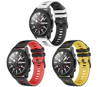 KUTEWEU Cinturino Compatibile con Huawei Watch GT3 46mm/Watch GT2 46mm/GT 2e Straps Galaxy Watch3/Gear S3 Classic/Gear S3 Frontier, 22mm Cinturino in Silicone (Bianco Nero+Nero Rosso+Nero Giallo)