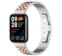 KUTEWEU Cinturino Compatibile con Xiaomi Band 8 Pro, Donna Uomo Acciaio Inossidabile Bracciale, Cinturini di Ricambio Cinturino per Mi Band 8 Pro Smartband Accessori (Argento Oro Rosa Argento)