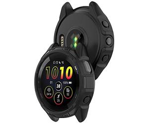 KUTEWEU Custodia per G armin Forerunner 265s Cover, TPU di Ricambio Custodia Protettiva Colore in Silicone Case Bummper Protettiva Antiurto e infrangibile per Forerunner 265s (2 Pezzi Nero)