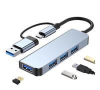 KUTEWEU Hub USB 3.0, Sdoppiatore USB Multipla USB 3.0 Hub Aluminium Dock USB Dati Adattatore per PC, Mac Book, Laptop, Desktop, Chiavetta USB, Pad, Phone, Windows (USB 3.0 x 4)
