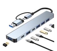 KUTEWEU Hub USB 3.0, Sdoppiatore USB Multipla USB 3.0 Hub Aluminium Dock USB Dati Adattatore per PC, Mac Book, Laptop, Desktop, Chiavetta USB, Pad, Phone, Windows (USB3.0+USB2.0 x 4+PD5W+USB-C)