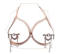 Kutocesy Catena per Capezzoli Portatile, Morsetti per Capezzoli Regolabili Non Perforati in Acciaio Inox con Campane Seno Stimolatori per Coppie SM Giocattoli del Sesso Estremo (Pearl nipple clamps)