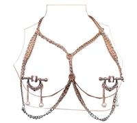 Kutocesy Catena per Capezzoli Portatile, Morsetti per Capezzoli Regolabili Non Perforati in Acciaio Inox con Campane Seno Stimolatori per Coppie SM Giocattoli del Sesso Estremo (Chain nipple clamps)
