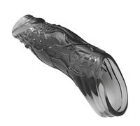 Kutocesy Manicotto Pieniano in Silicone Testurizzato con Anello, Manicotto Ultra Morbido e Trasparente, Giocattolo Sessuale per Coppie, Stimolazione del Punto G (Transparent black)