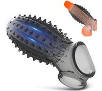 Kutocesy Manicotto Trasparente per il Guaina Pene in TPE con Struttura Giocattolo Riutilizzabile per Coppie e Uomini (Black)