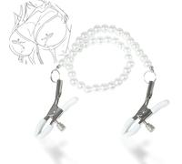 Kutocesy SM perla catena seno capezzolo morsetto clip non piercing regolabile in acciaio inox corpo clip signore gioielli collana giocattoli del sesso (White)