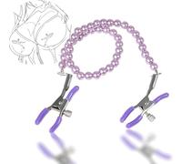 Kutocesy SM perla catena seno capezzolo morsetto clip non piercing regolabile in acciaio inox corpo clip signore gioielli collana giocattoli del sesso (Purple)