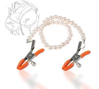 Kutocesy SM perla catena seno capezzolo morsetto clip non piercing regolabile in acciaio inox corpo clip signore gioielli collana giocattoli del sesso (Orange)
