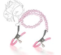 Kutocesy SM perla catena seno capezzolo morsetto clip non piercing regolabile in acciaio inox corpo clip signore gioielli collana giocattoli del sesso (Pink)
