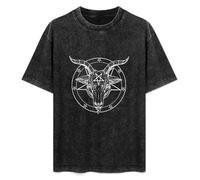 Kutog Baphomet Pentagram Satantic Occult Church of Satan Goat Goth Devil Unisex T-Shirt Printed Tee Black Mens Top Shirt XXL