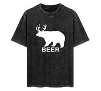 Kutog Beer Bear Deer Beer Drinking St Patrick's Day Irish Pub Unisex T-Shirt Printed Tee Black Mens Top Shirt M